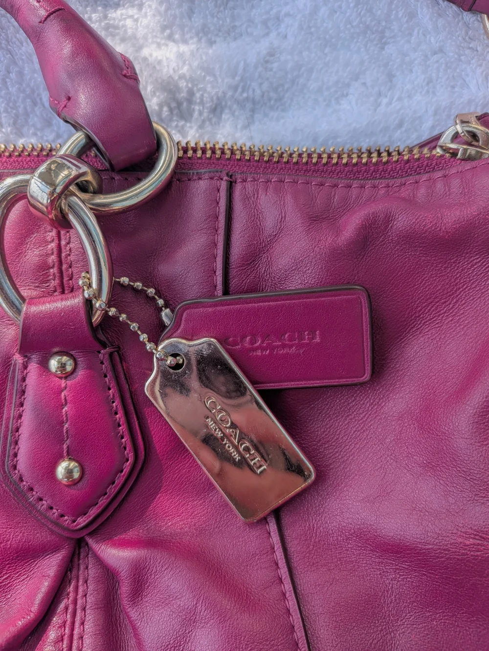 COACH Colette Fuchsia Leather Satchel/Crossbody, Orig MSRP $450.